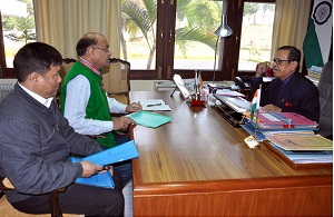 The Governor of Arunachal Pradesh, Shri JP Rajkhowa with Shri. T. Durga Prasad,CGM Dimapur and Shri. Dilip Siram, GM Itanagar at Raj Bhavan, Itanagar on 15th  February 2016.